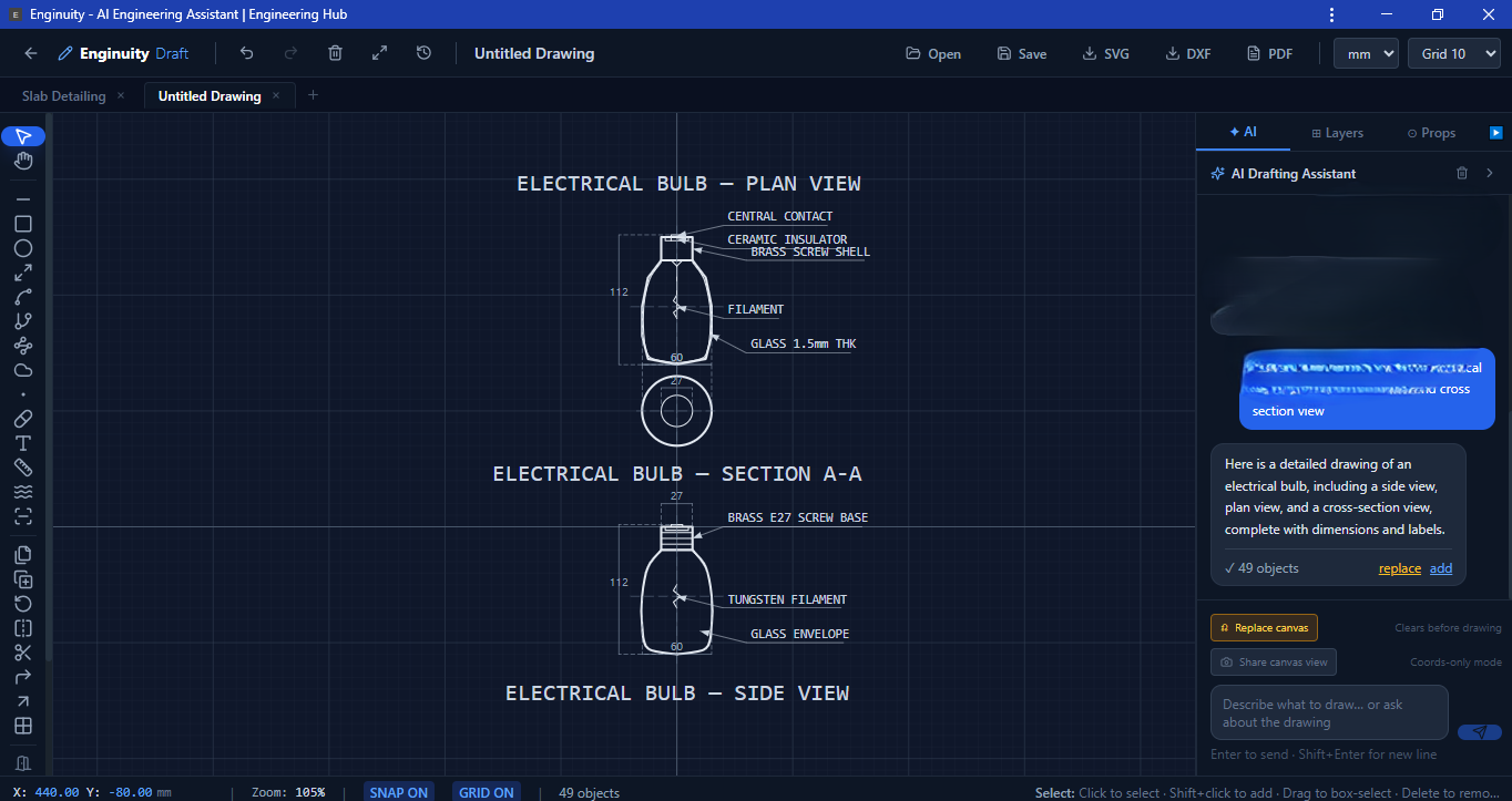 Engineering Draft Ui Enginuity - AI Engineering Assistant | Engineering Hub